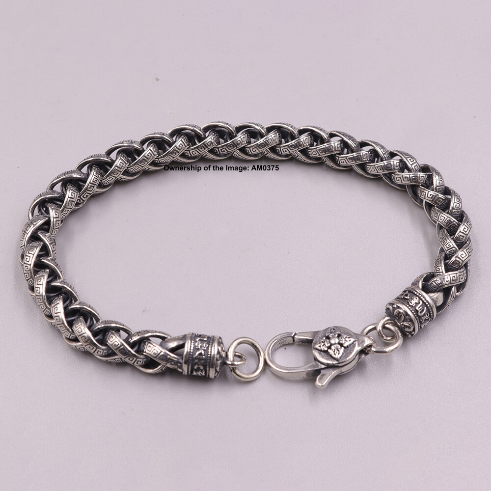 Real 925 Sterling Silver Bracelet Men Women 7mm Wheat Link Chain 7.87inch
