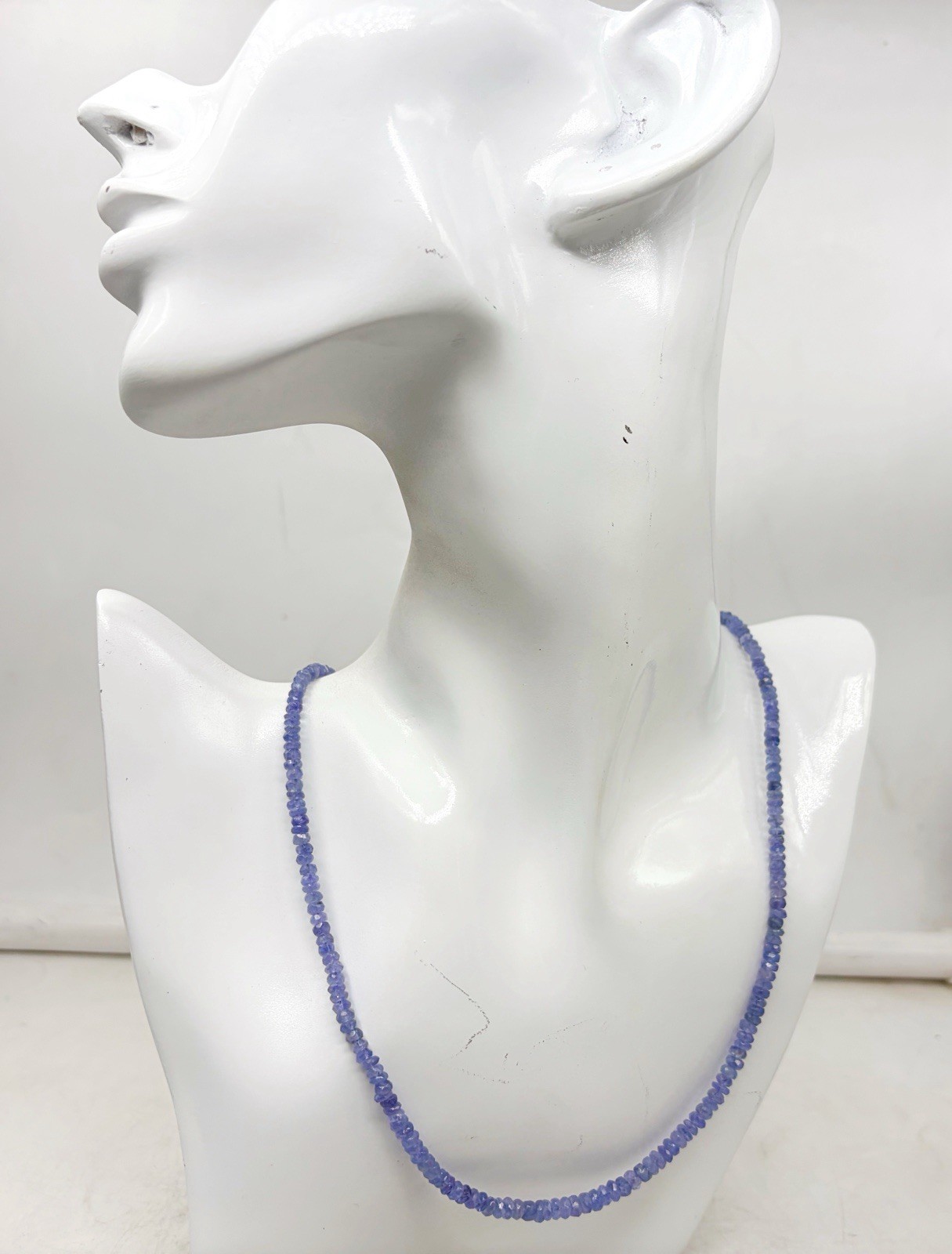 Natural Tanzanite Necklace 20” 4–5mm Faceted Gold Plated Clasp
