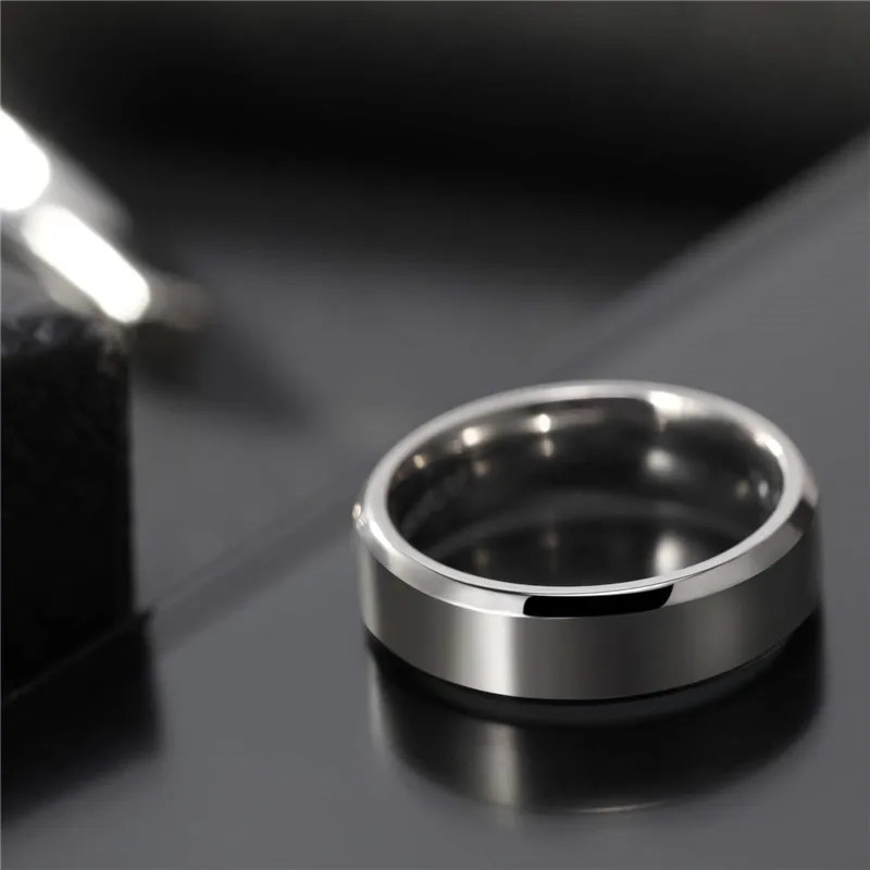 Wedding Band Ring Titanium Brushed Round Silver Color Engagement Jewelry