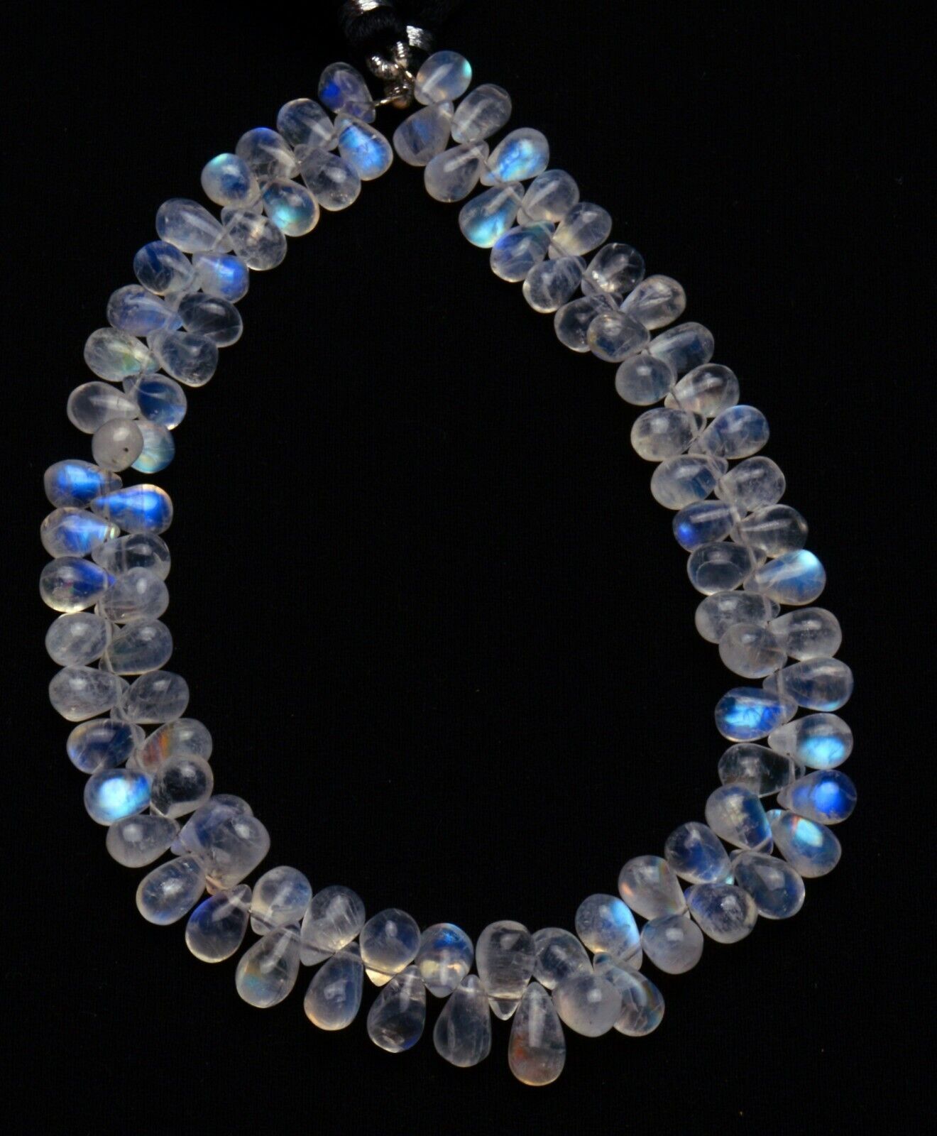 Natural Gem Rainbow Moonstone Smooth 8x5mm Approx Size Teardrop Shape Beads 10″