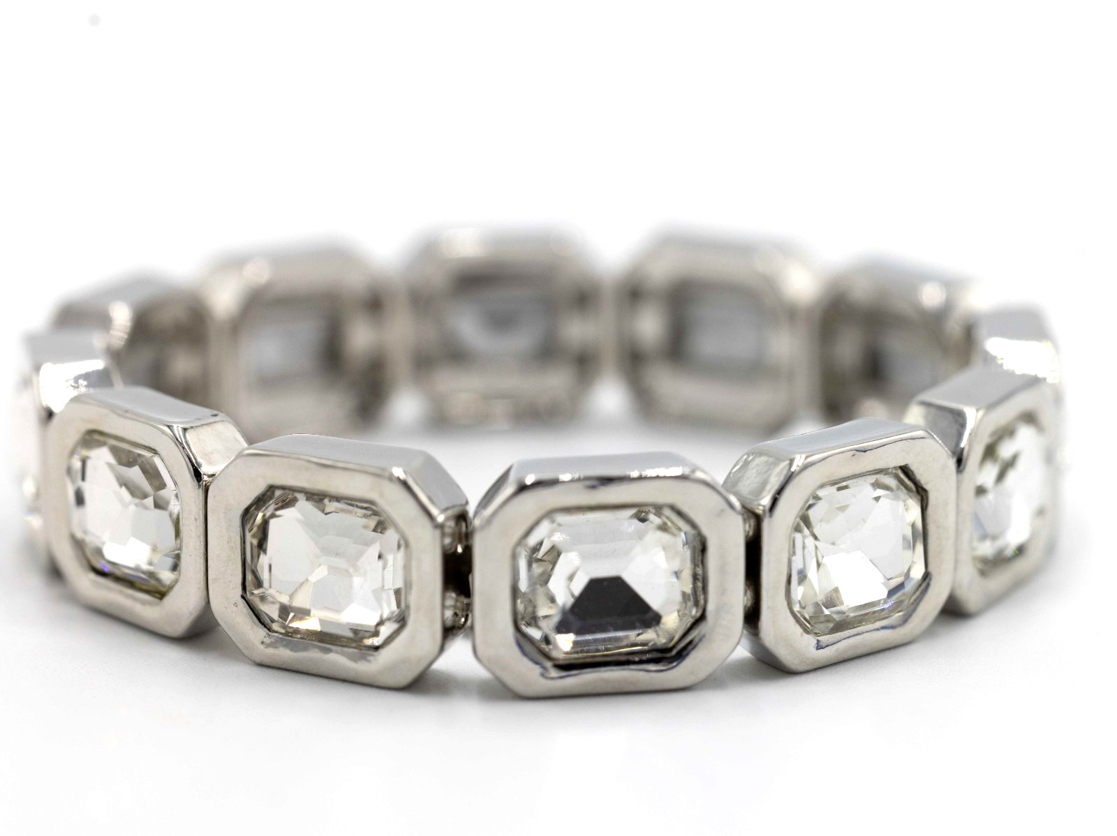 Charter Club Silver-Tone Women’s Bracelet MSRP $70 Clear Rhinestones Stretch NWT