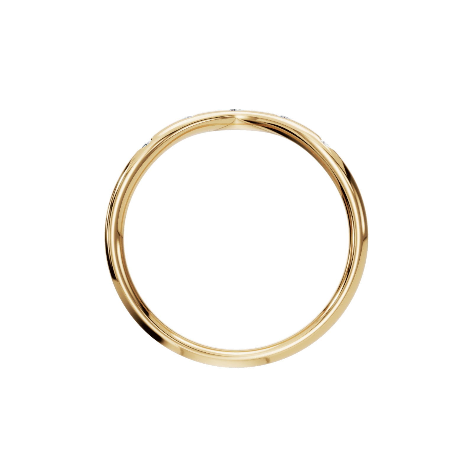 Lab Grown Diamond Wave Ring 14K Yellow Gold Curved Stackable Wedding Band