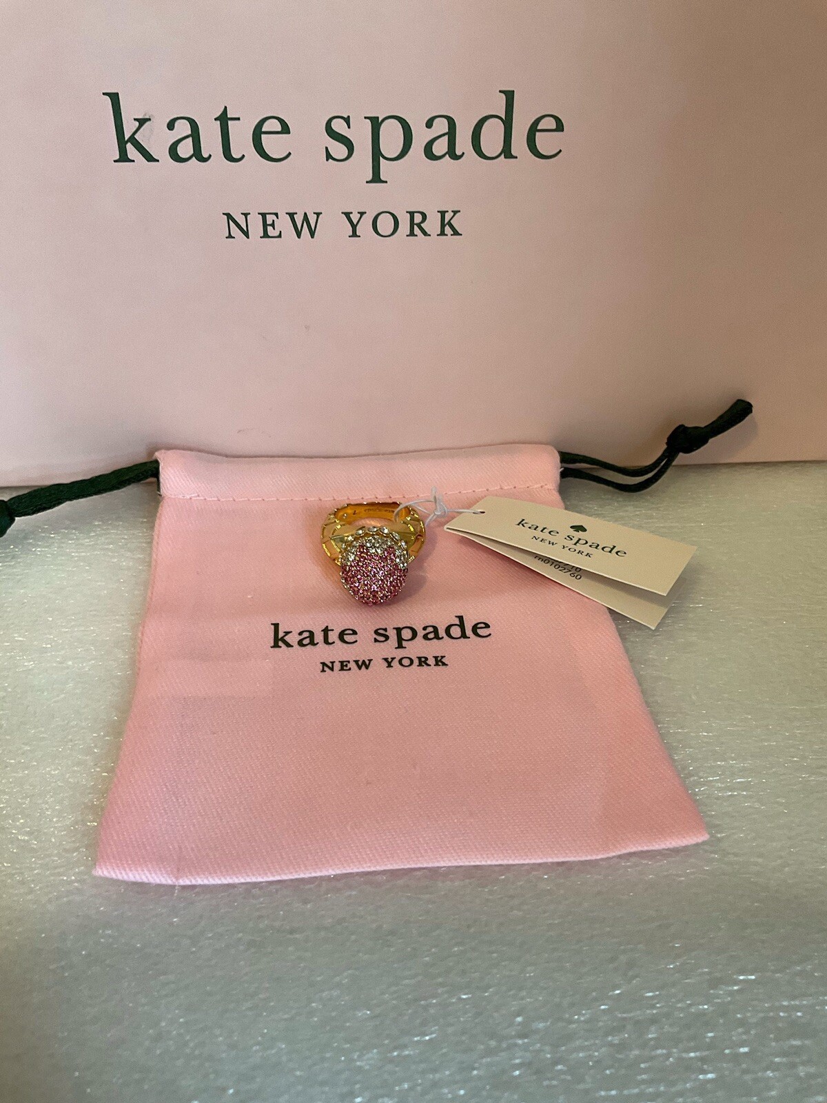 NWT KATE SPADE NEW YORK ICE CREAM SUNDAE 12-K Gold Plated Metal Glass Stone Ring