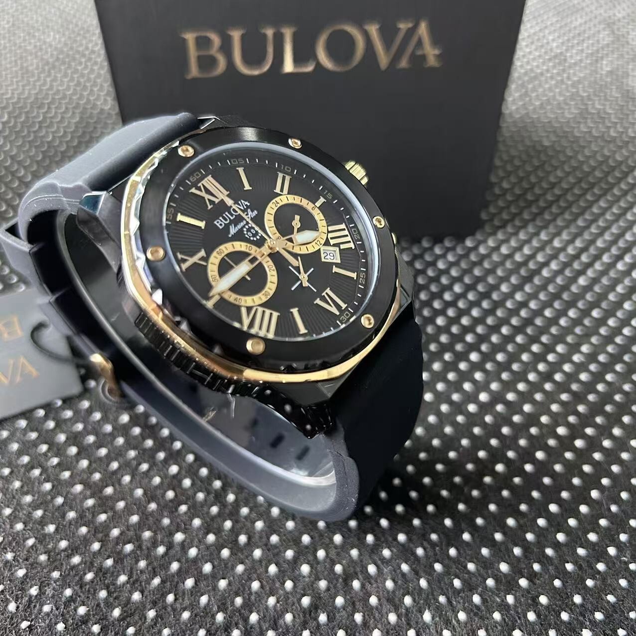 Bulova Marine Star 98B278 Men’s Quartz Chronograph Watch Black Dial 44MM 98B278