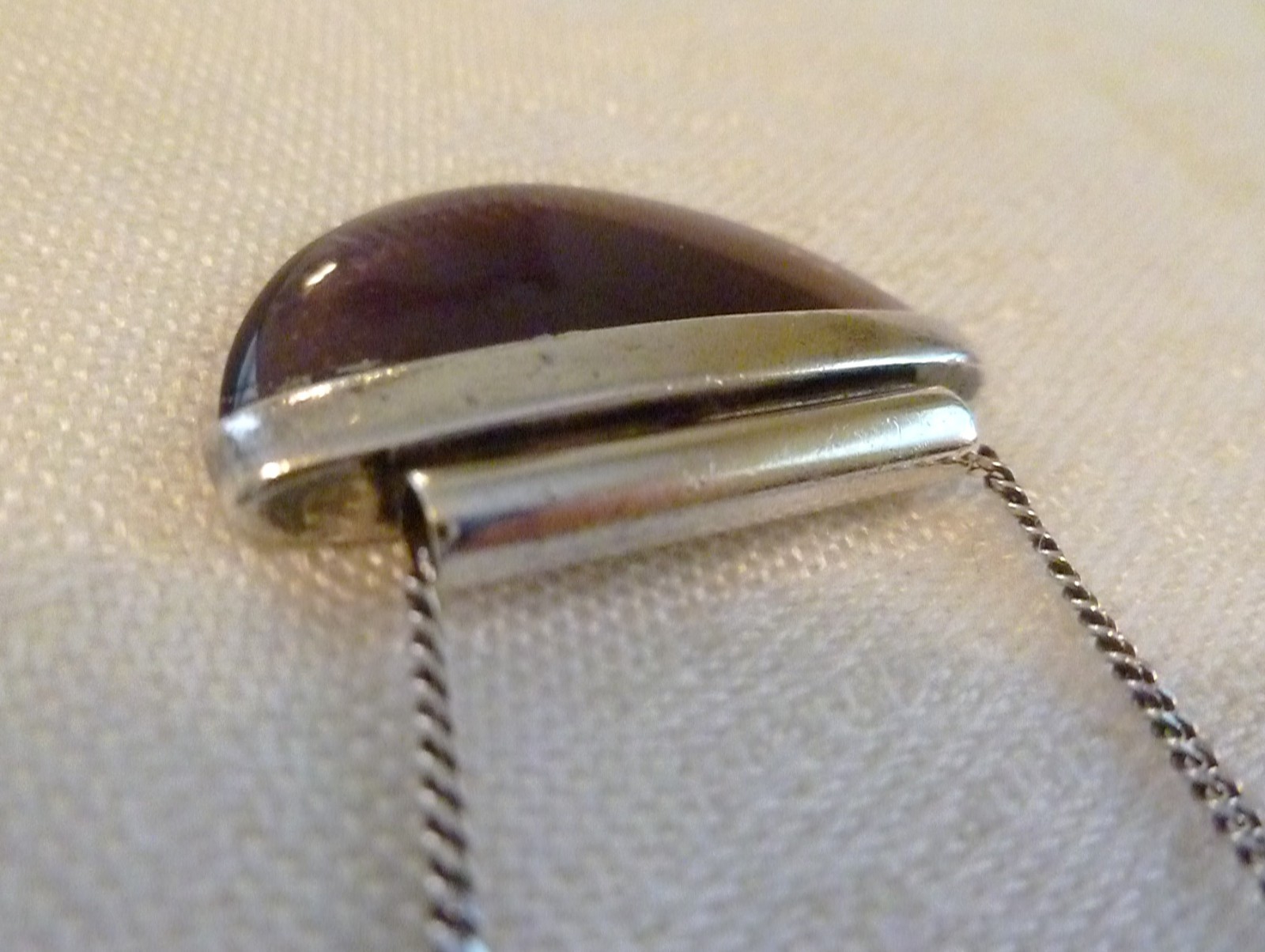 Vintage LADIES Silver NECKLACE Amethyst Glass PENDANT 925 Marks