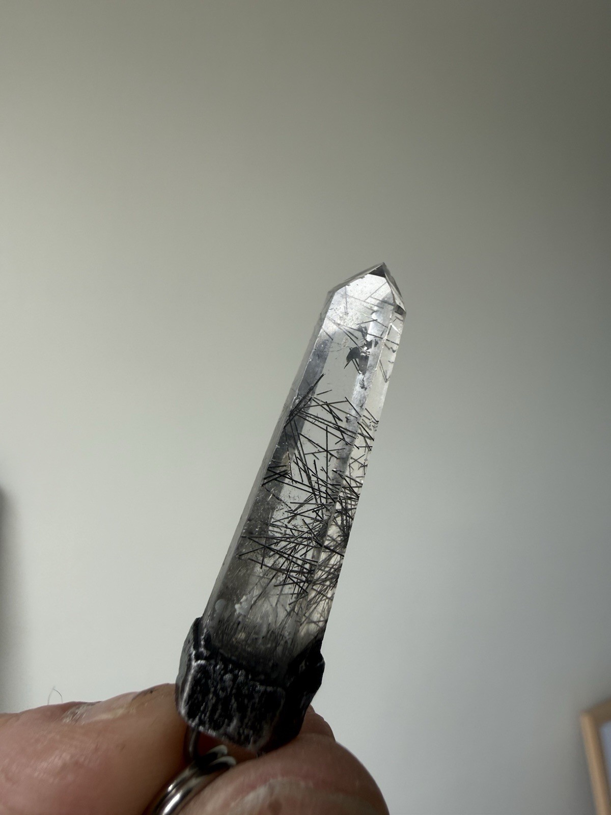 rutilated quartz point pendant necklace statement jewelry black rutile in Quartz