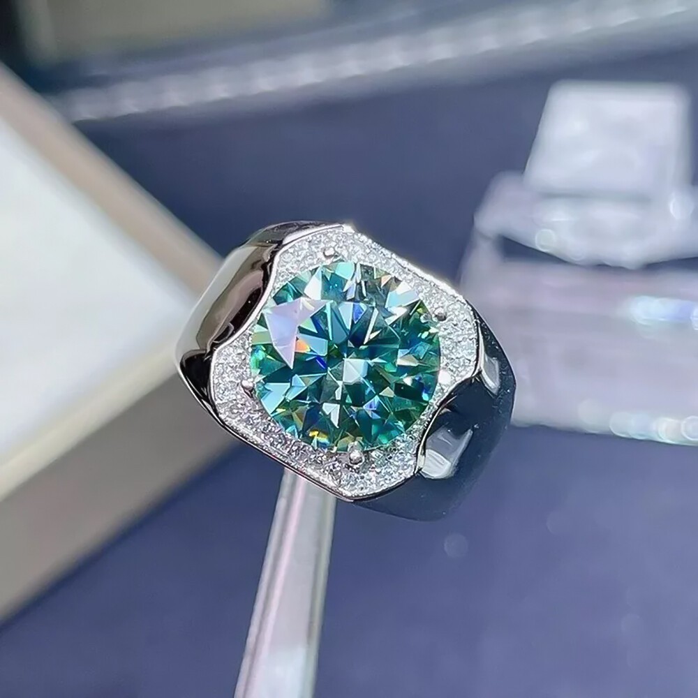 5.80 Ct Certified Round Cut Blue Diamond Solitaire Ring In 925 Sterling Silver