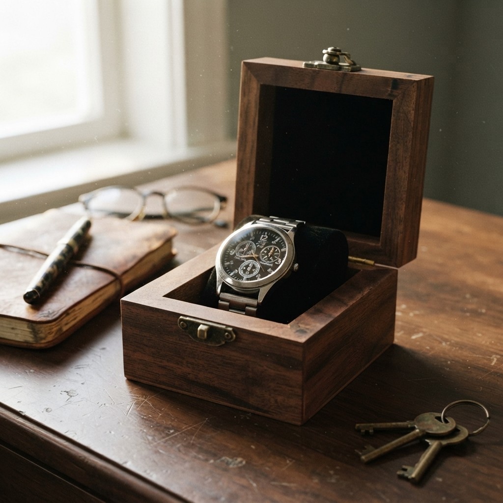 Portable Walnut Wooden Jewelry Storage Case with Magnetic Closure – Travel Ready