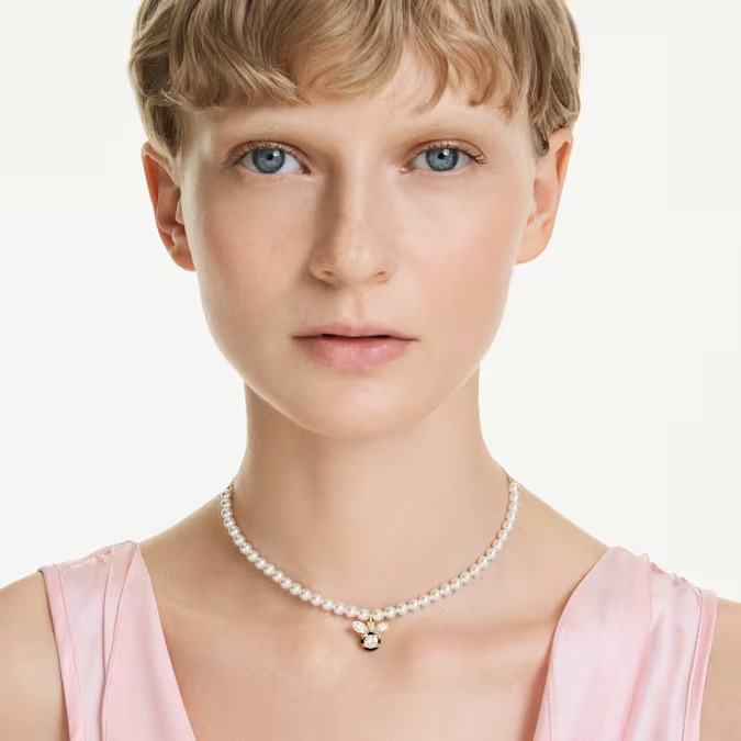 Swarovski Idyllia necklaces Crystal-like pearls, mixed cut, honeybee
