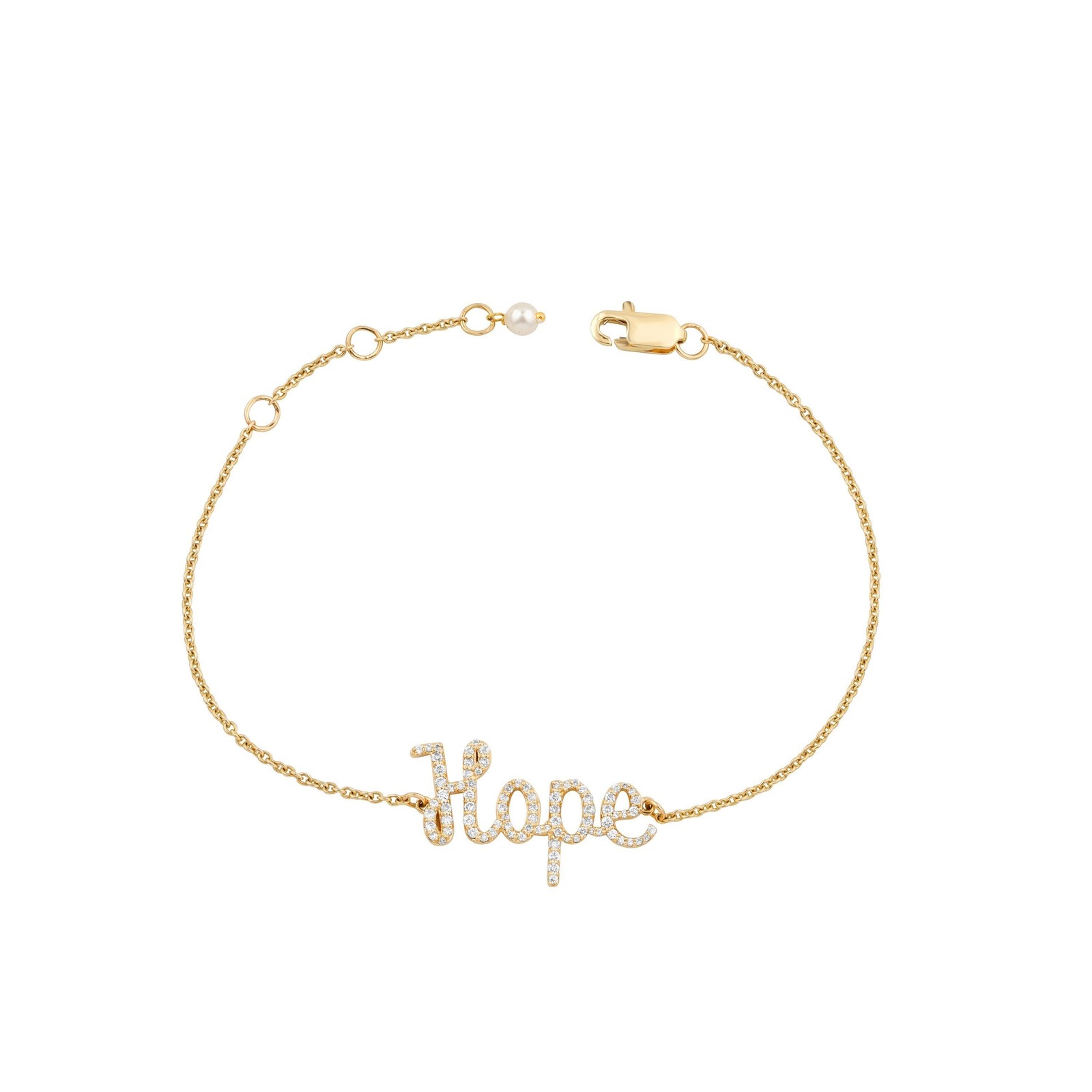 0.15ct Natural Diamond Hope Bracelet 14K Gold Affirmation Everyday Bracelet