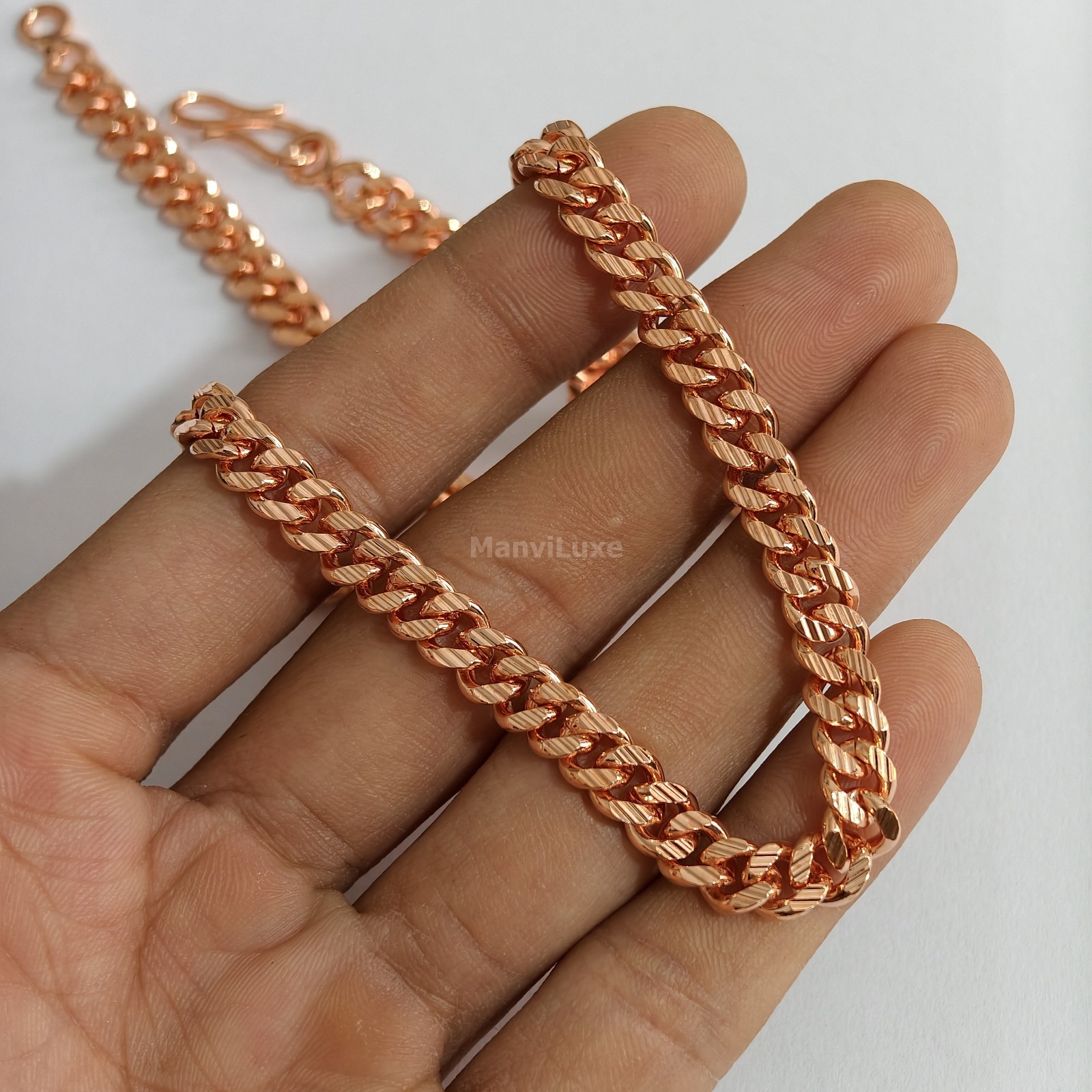 20″ Pure Copper Diamond-Cut Cuban Link Chain | Premium Heavy Curb Neck Chain