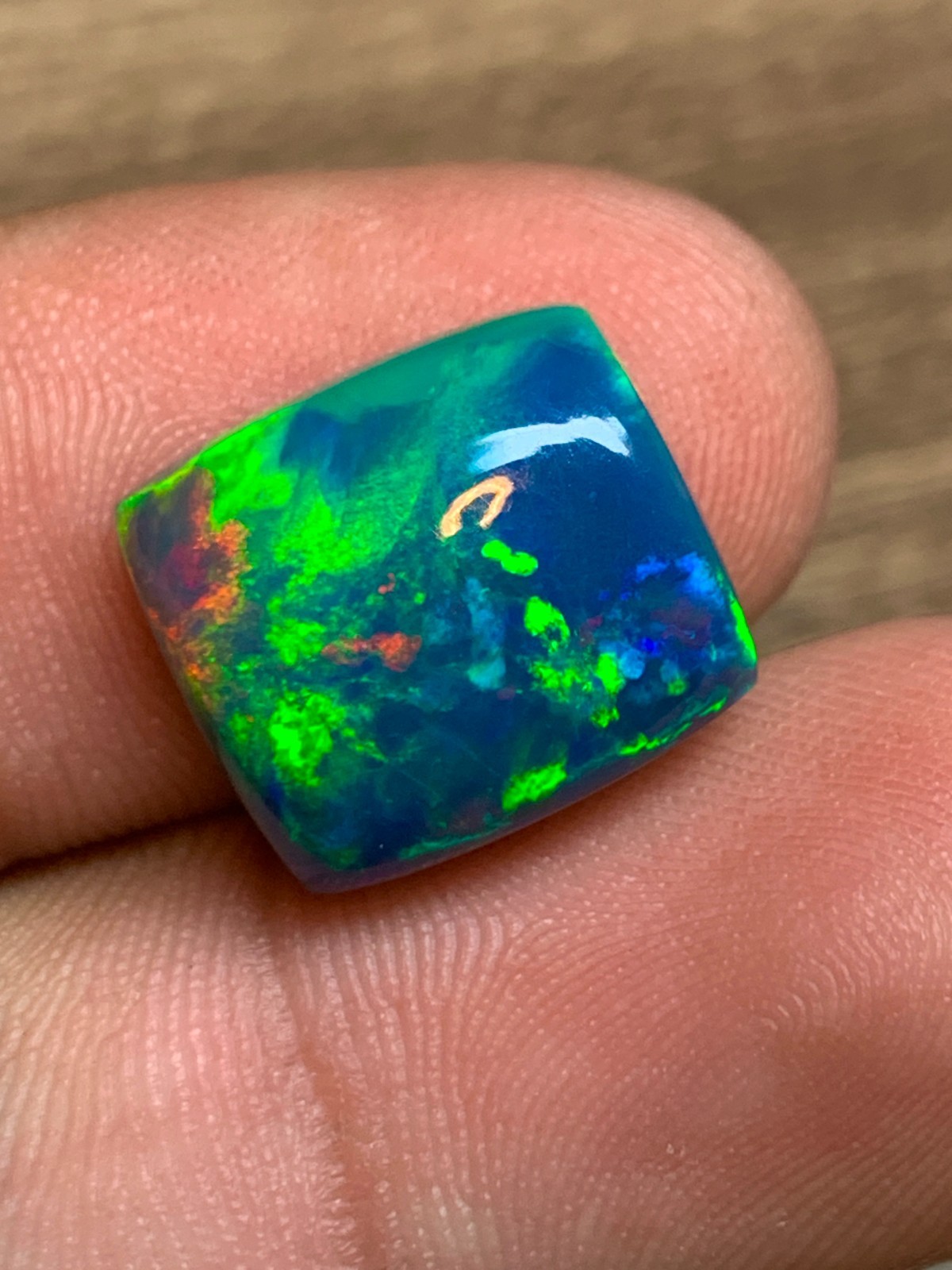 Ethiopian Black Opal 5.80crt Cushion Cabochon Rainbow Loose Gemstone for Jewelry