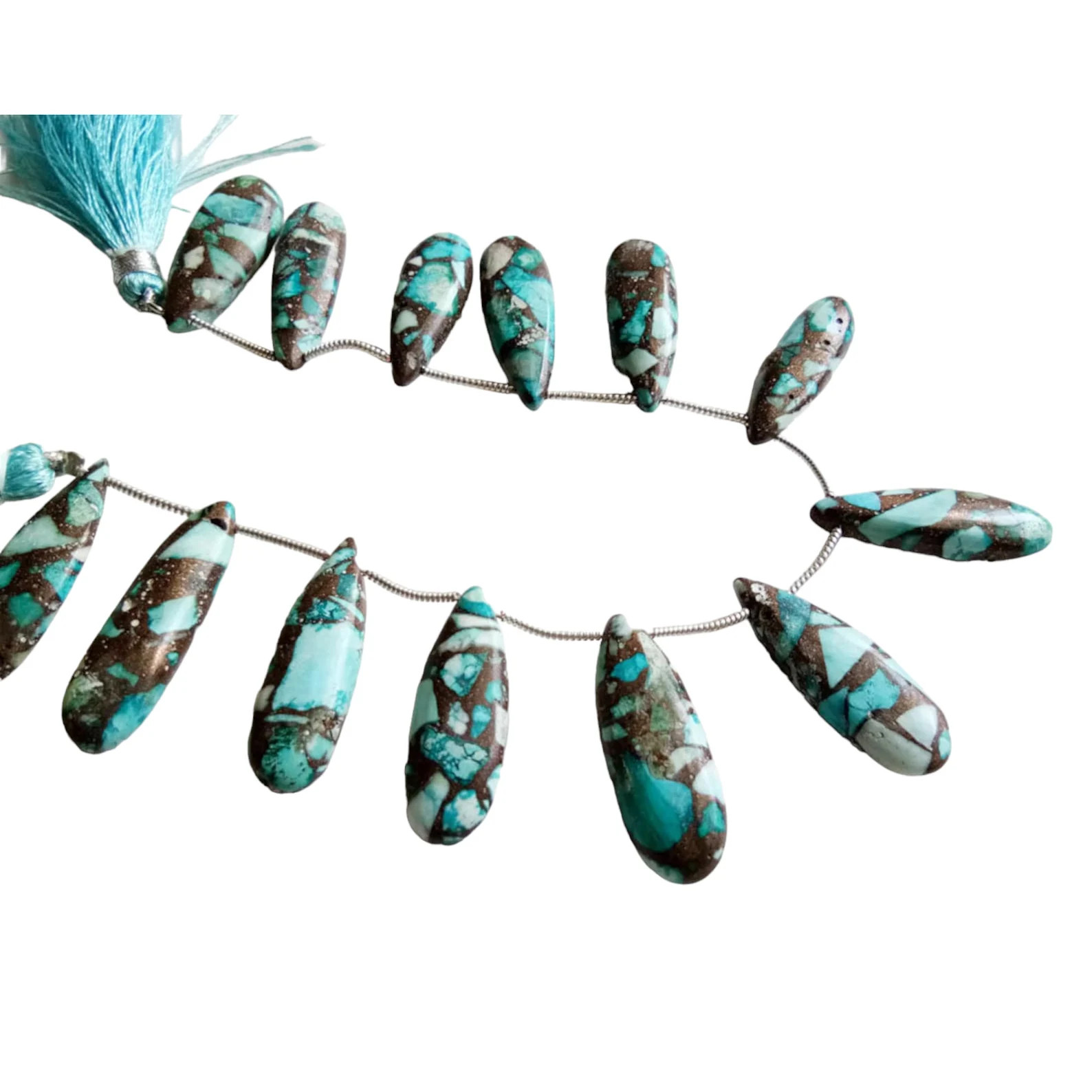 25-29mm Blue Copper Turquoise Plain Long Pear Beads, Copper Turquoise Fancy Long