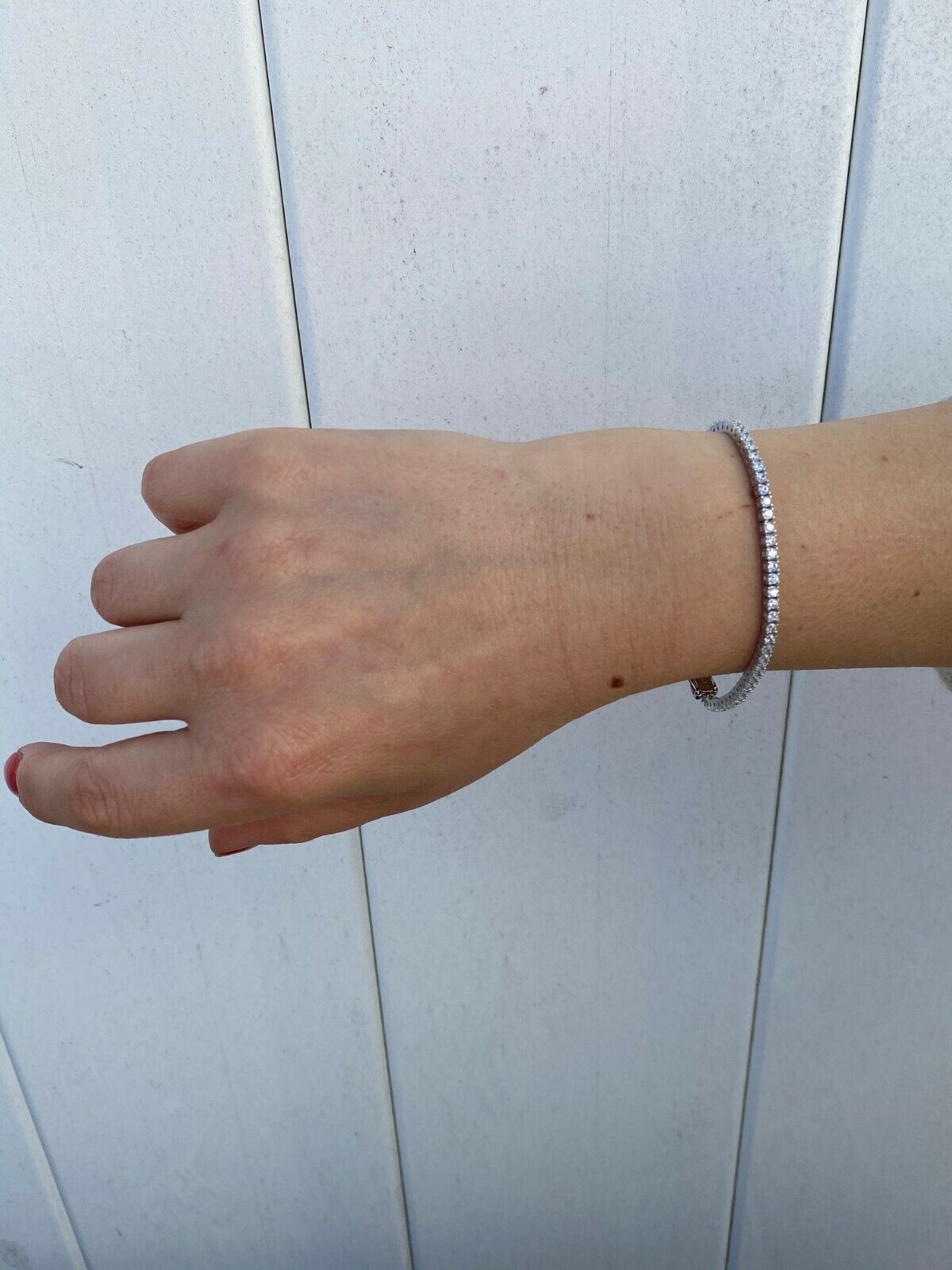 Real Silver 2mm Tennis Bracelet MOISSANITE VVS D GRA Certified Mens Ladies Iced