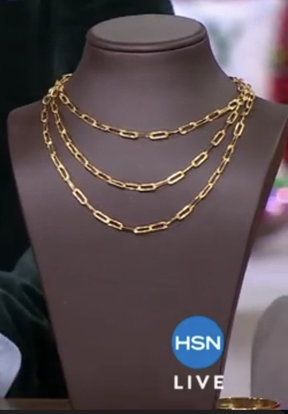 Bellezza 18″ Bronze Graduated 3-Row Paperclip Necklace Goldtone HSN 885-153 New