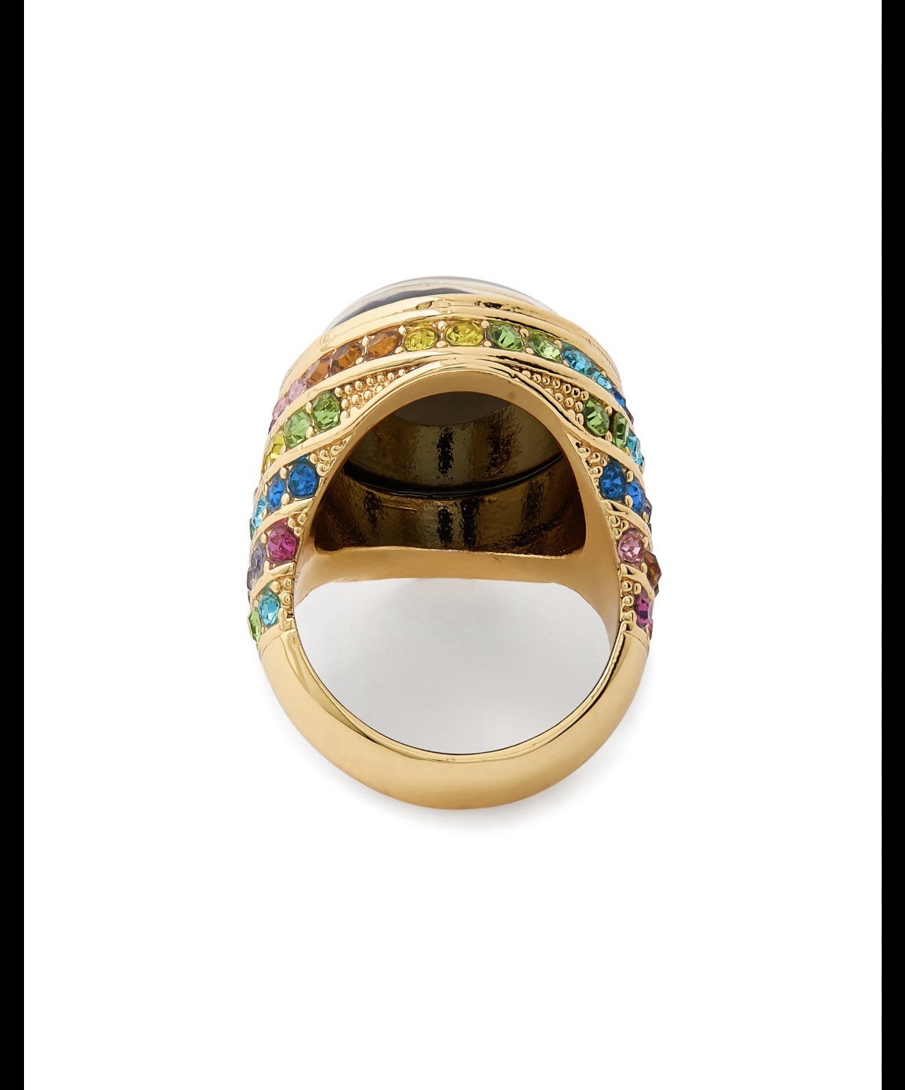 Kurt Geiger Sz 7 Oval Mood Gold-tone Ring with Cabochon and Multicolored Stones