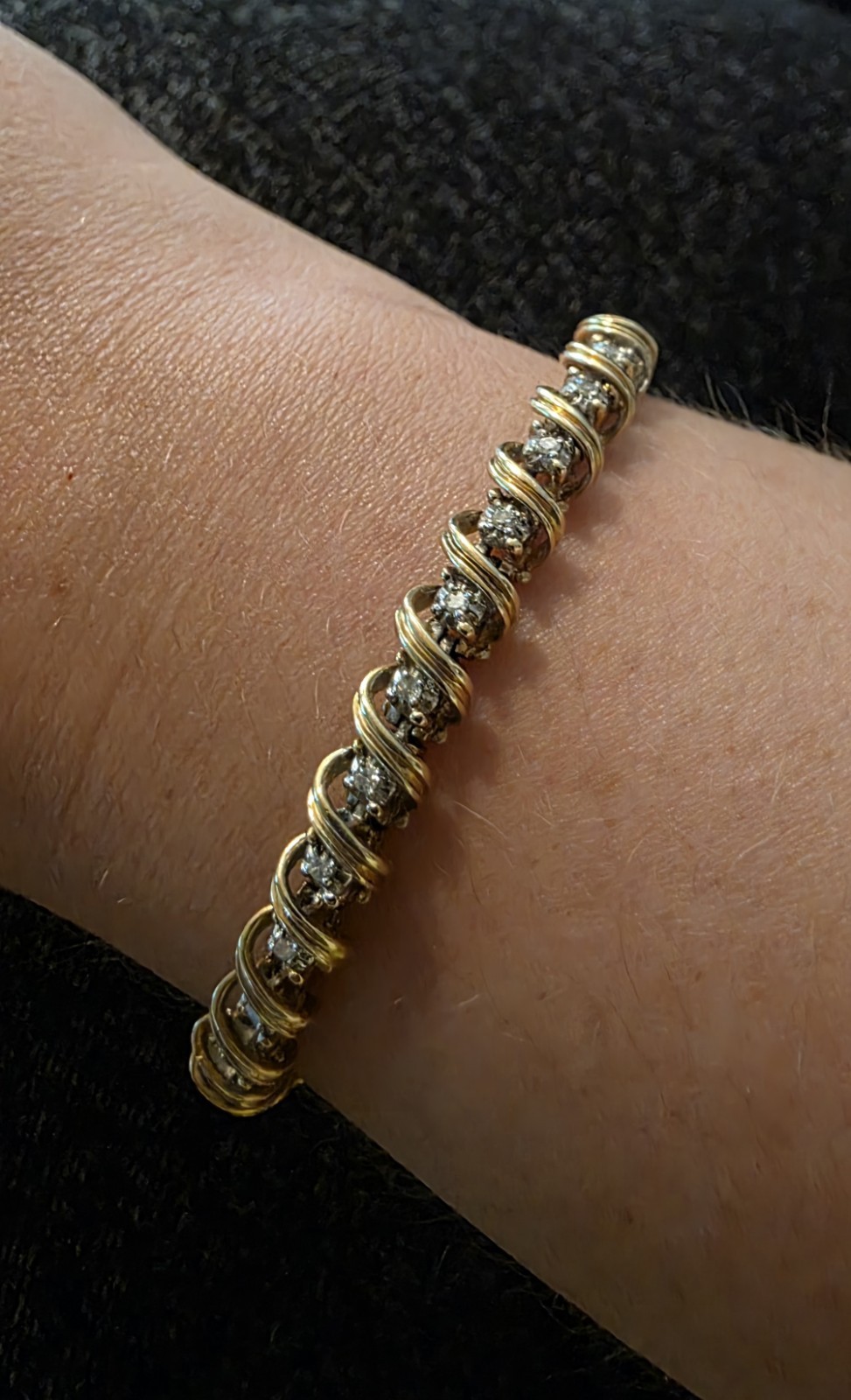 Tennis Bracelet – Bar Link Adjustable Chain Lobster Clasp – 10KP – 38 Diamonds