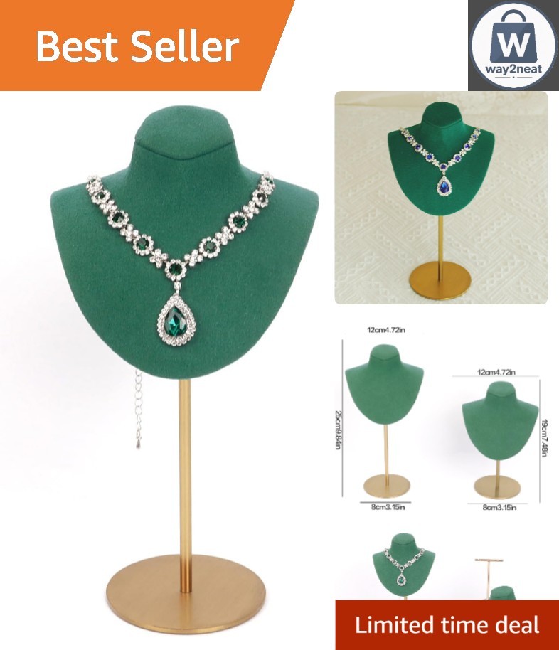 Anti-Tarnish Velvet Jewelry Bust Holder – Fixed Height Necklace Display Stand