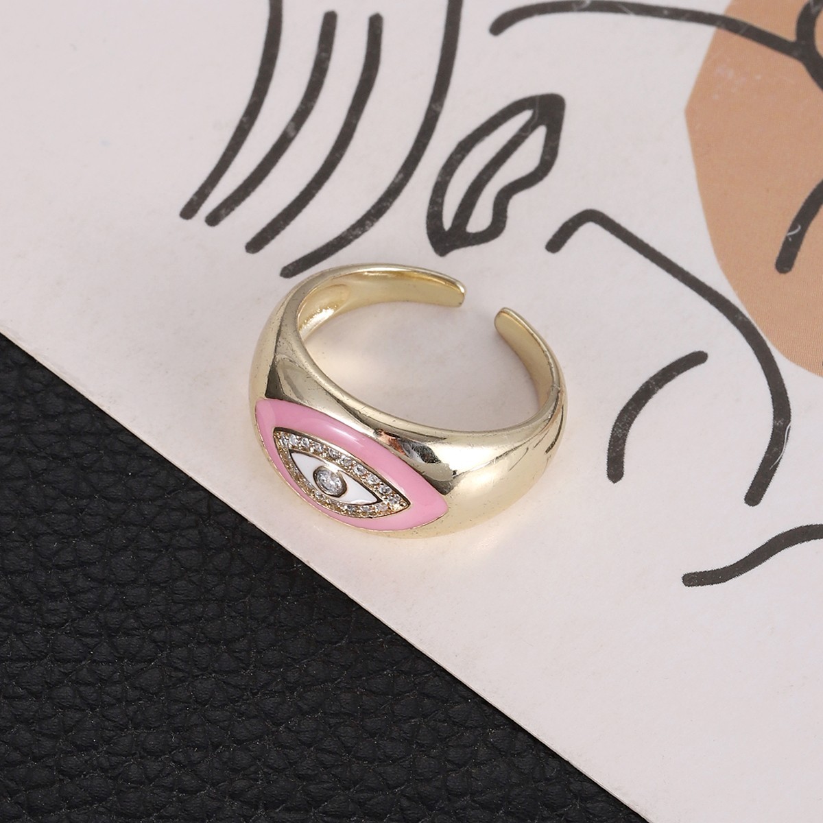 1Pcs Zircon Vintage Evil Eye Finger Ring For Women Men Gift Gold Color Turkish