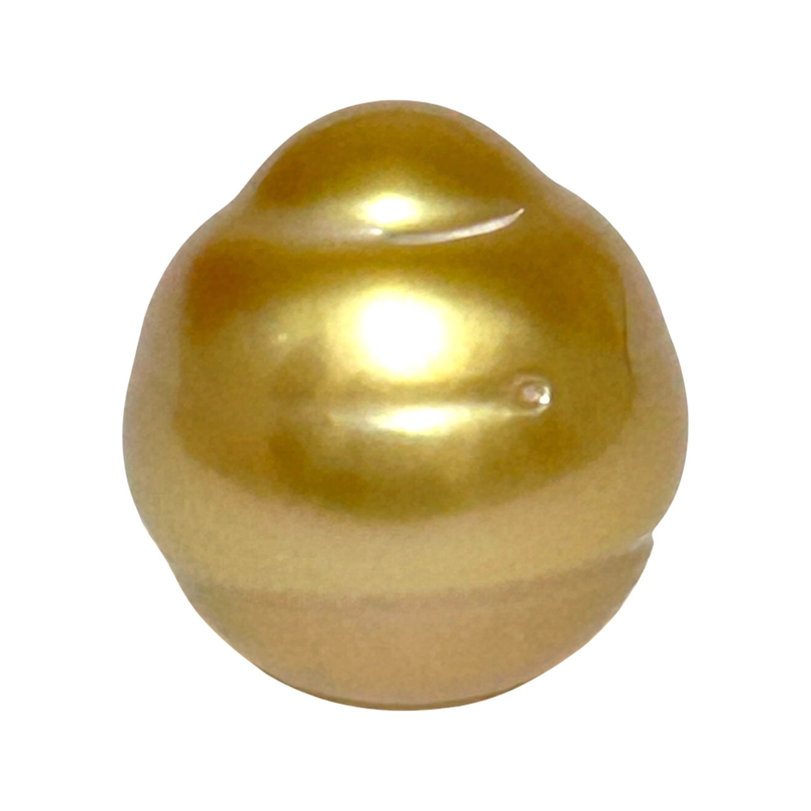 Giant 20.5 Carat 14 x 15.2mm Deep Gold Baroque Philippines South Sea Pearl Loose