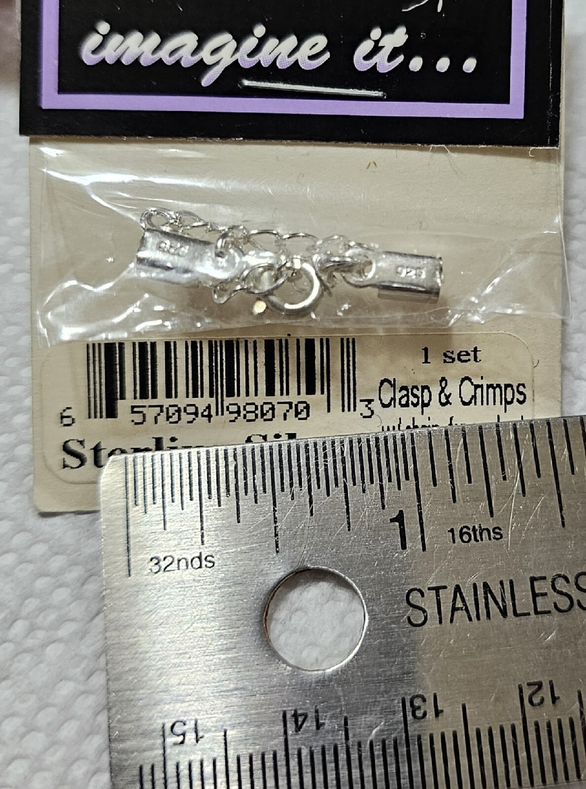 LOT of 3 – Sterling Silver Leather Crimp Ends, Lobster Clasp & Chain