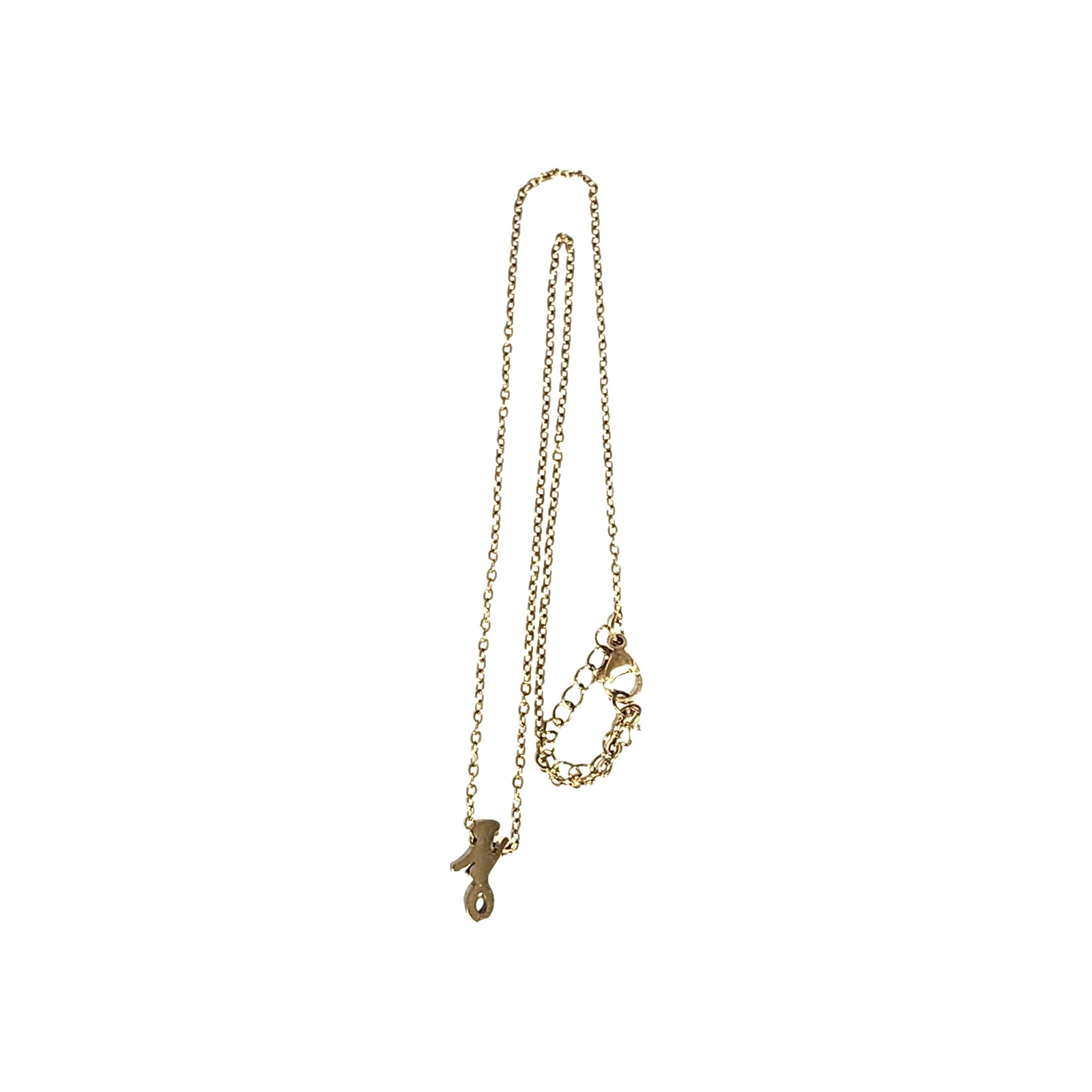 Dainty Cursive Letter J Initial Gold Tone Charm Pendant Necklace 17″ Name Cable
