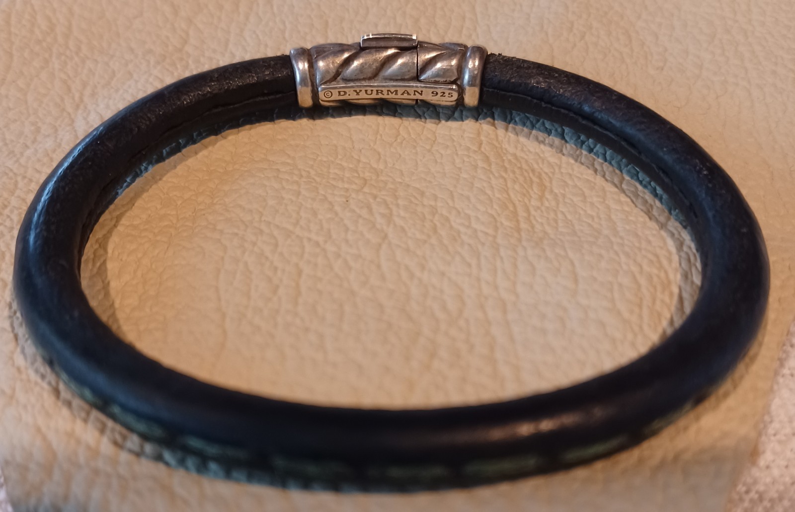 David Yurman Mens Chevron Woven Rubber Sterling Silver Clasp 8-8.5 Hard to Find