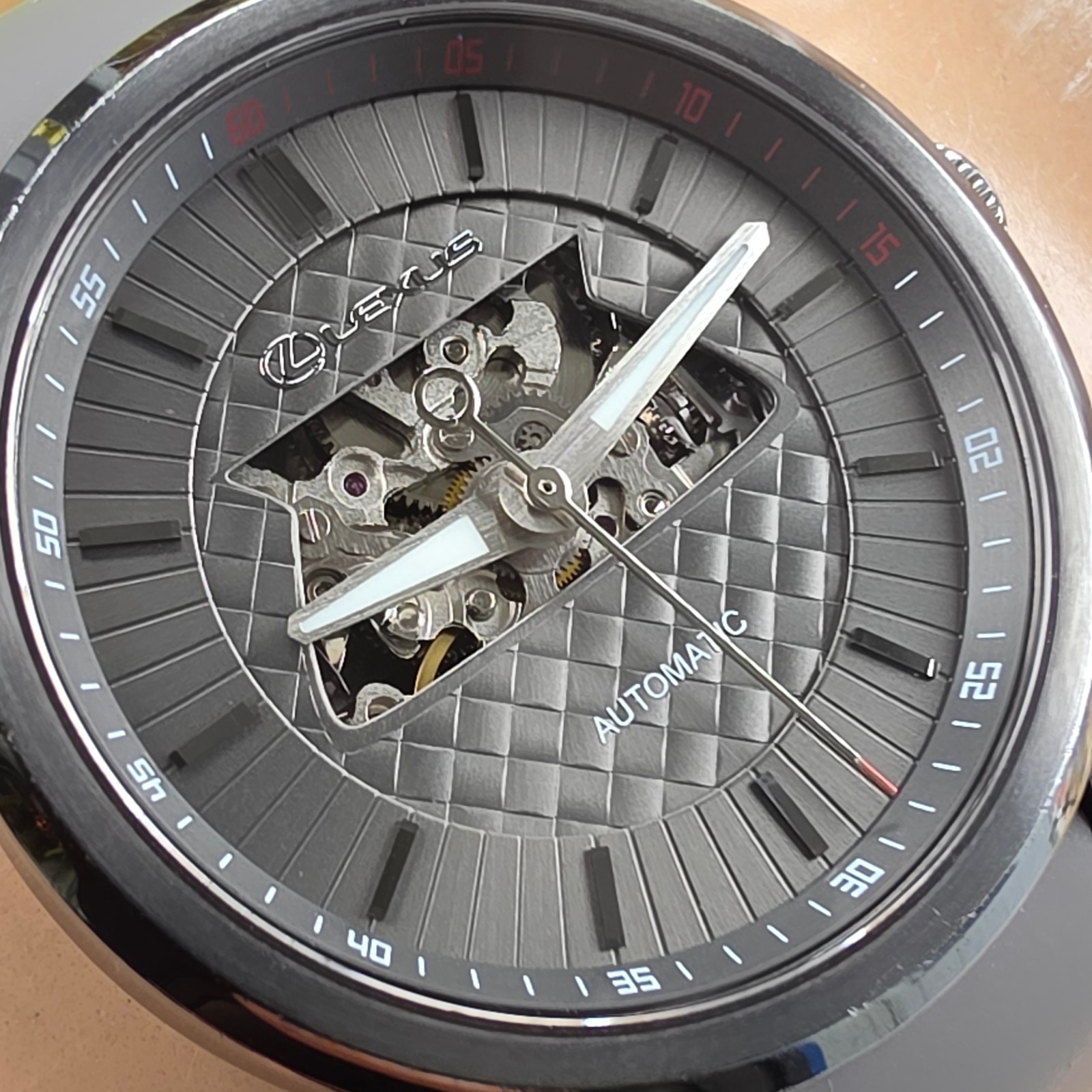 LEXUS men’s automatic watch Skeletonized dial Wheel hub back