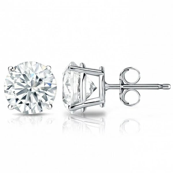 Women Round LAB GROWN Diamond Studs Earrings in 925 Silver
