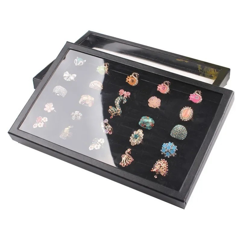Jewelry Ring Display Organizer Tray Holder Earrings Storage Boxes Case