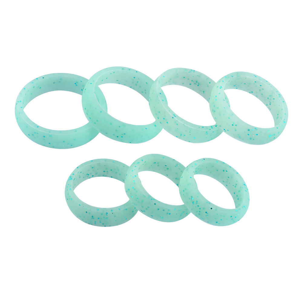 1PC Glitter Silicone Wedding Ring Men Women Band Jewelry Size 4-10 5.7mm Wide