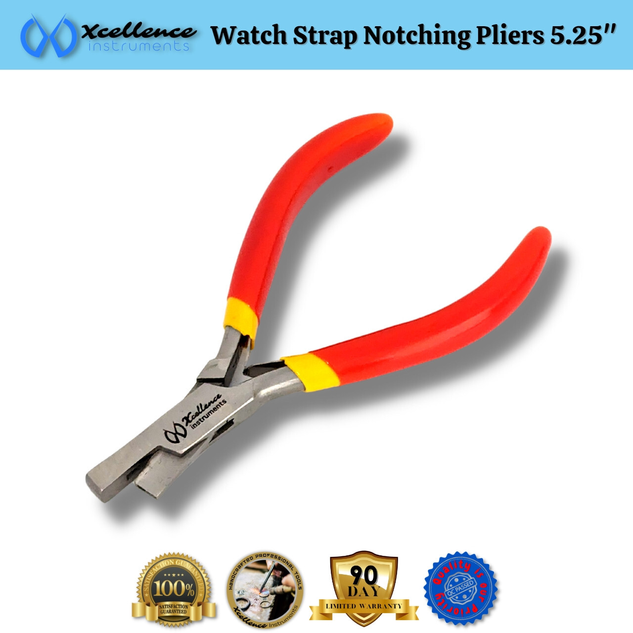 Xcellence Leather & Rubber Watch Strap Notching Pliers Repair Tools 5.25″ Red
