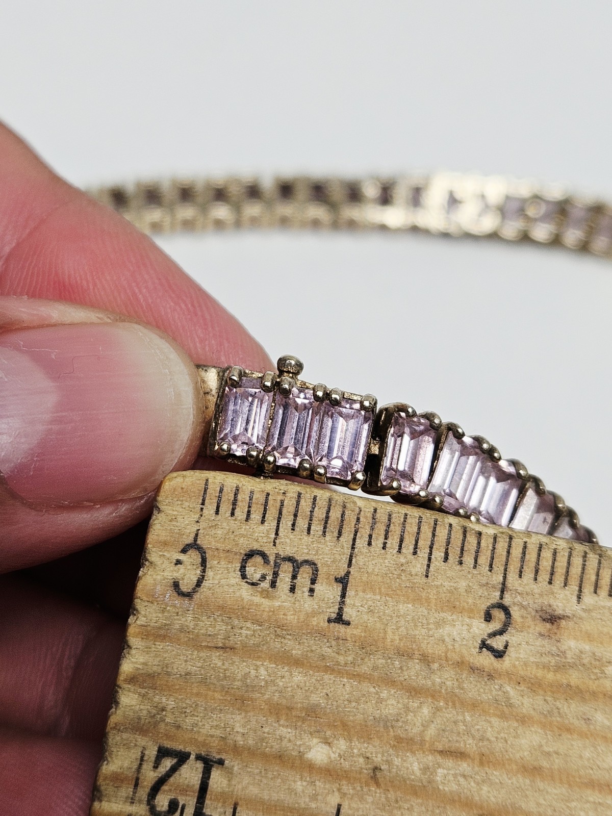 Pink CZ Tennis Bracelet 925 Sterling Silver 22.4g 8″