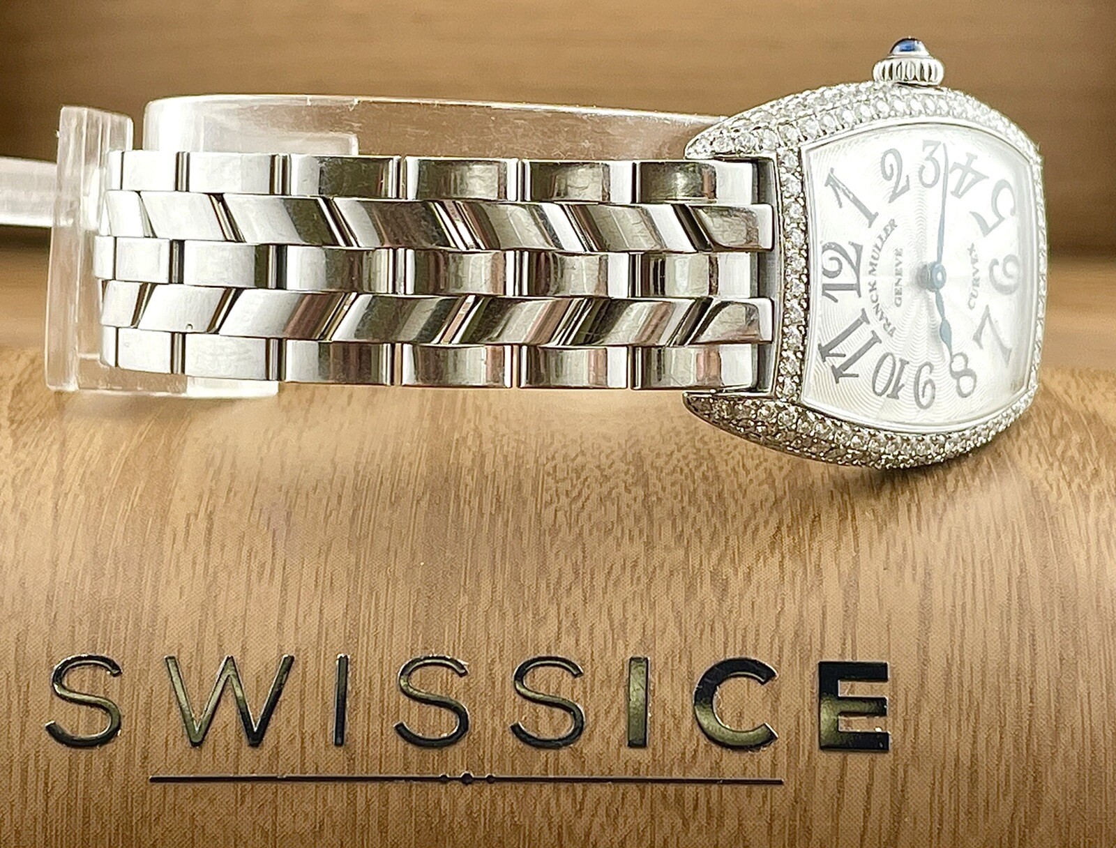 Franck Muller Curvex 29mm Custom Iced Out w/4ct Diamonds Watch Ref 1752QZ