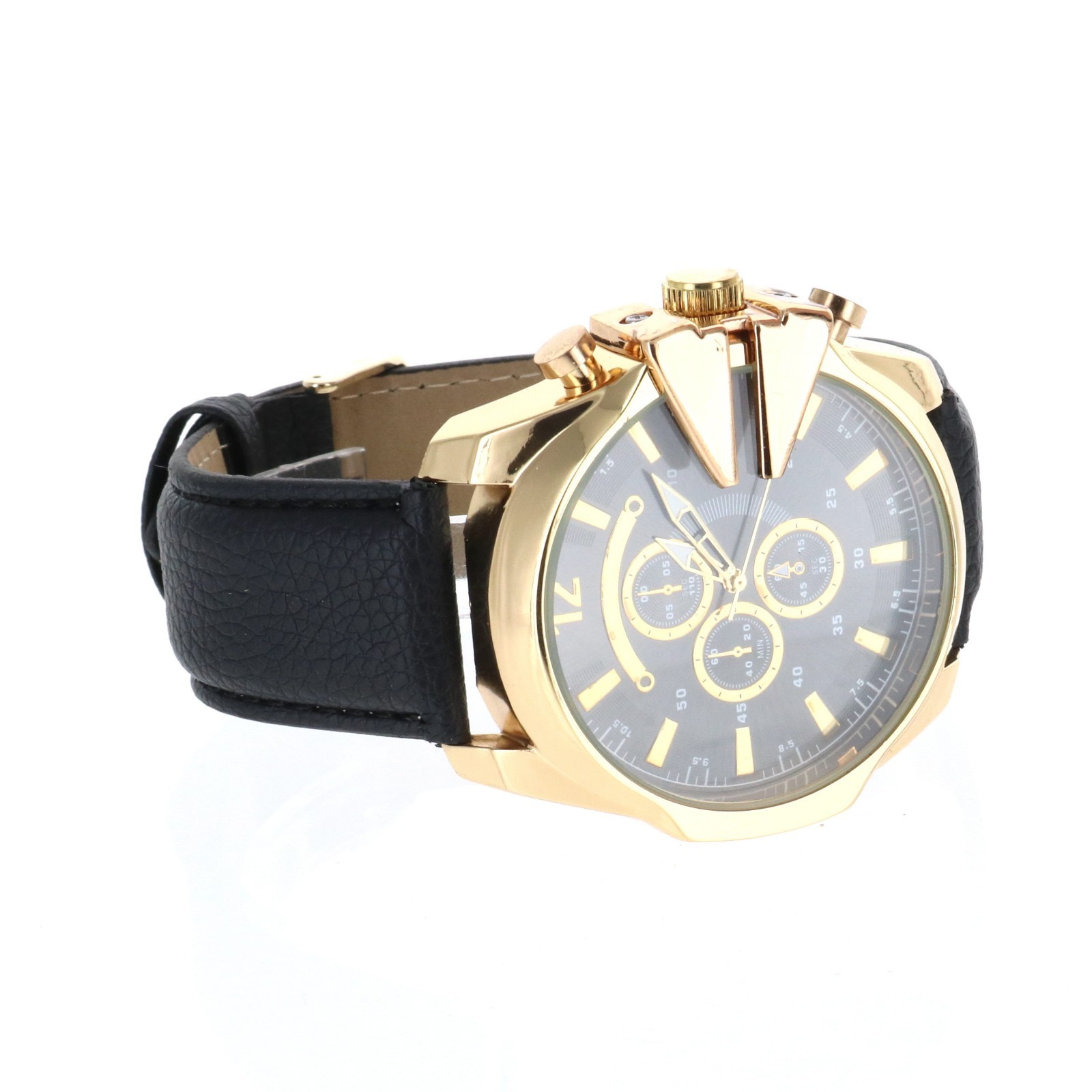 Montres Carlo Men’s Fashion Luxury Leather Band Sport Hip Hop Wrist Watch 53mm