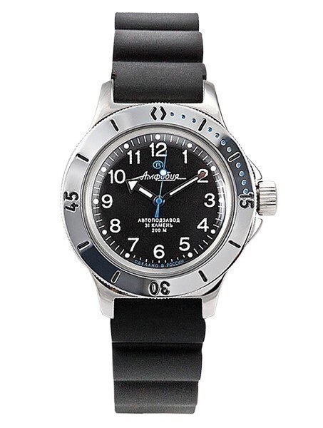 Vostok Amphibia 120811 Watch Diver Mechanical Automatic Black US SELLER