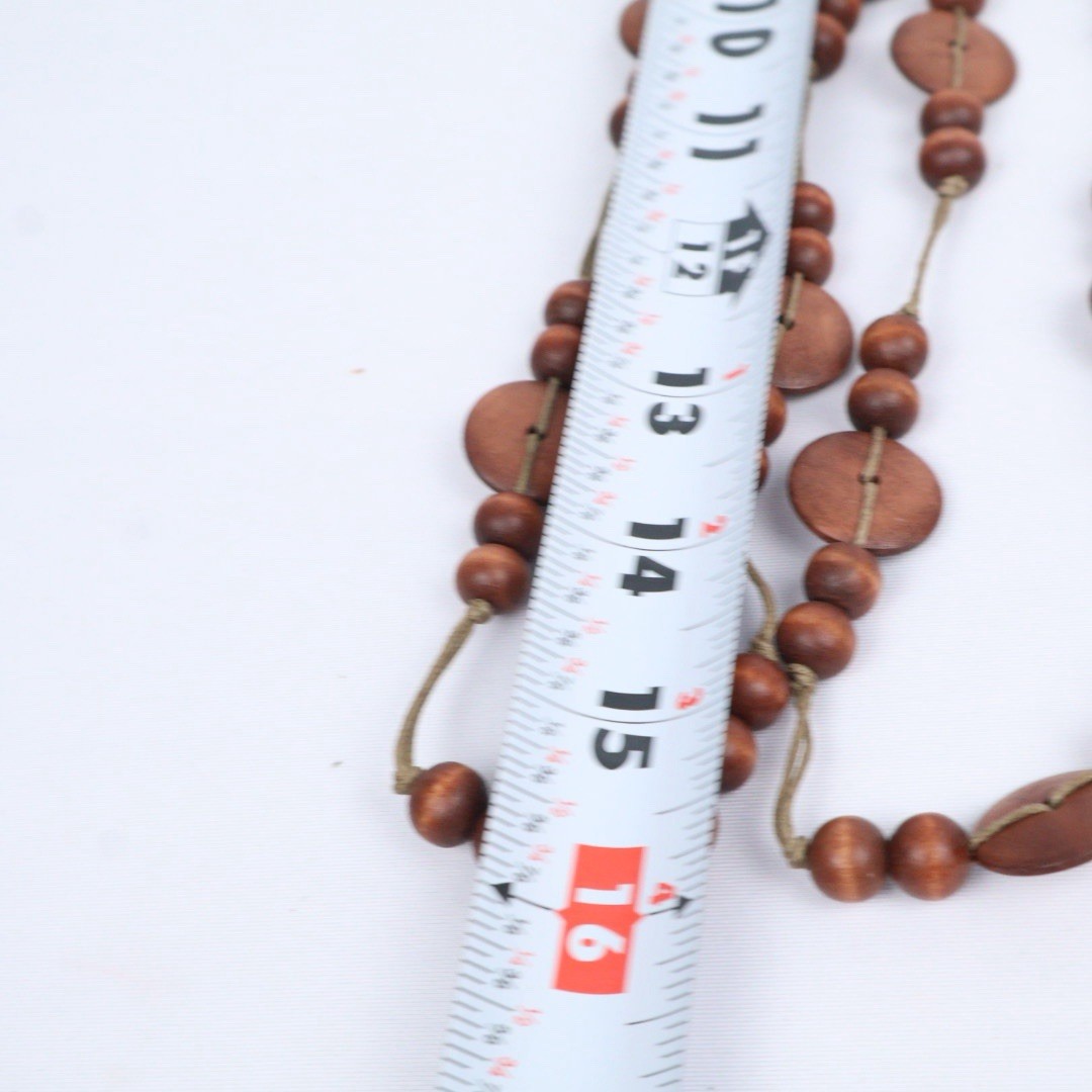 VTG Boho Ethnic Tribal Long Wood Beaded Necklaces (6) Earth Tones