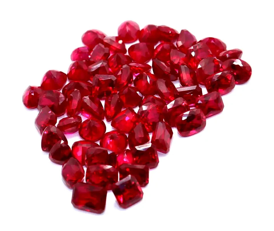 Red Ruby Natural 70 Ct 6-8 Piece Mix Cut Faceted Certified Loose Gemstone Lot