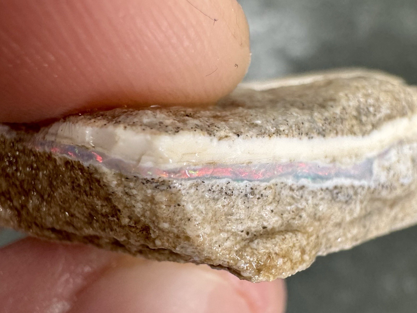 178ct Australian Mintabie Opal Rough Old Stock Multicolor Red Seam