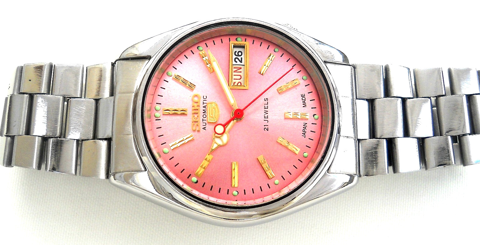 Vintage Seiko 6309 Automatic- Pink Sunburst Aftermarket Dial Men’s watch Japan