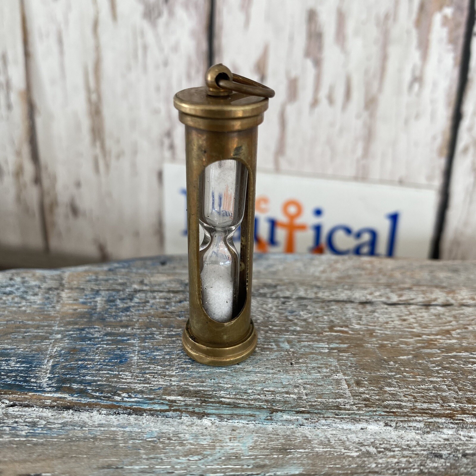 Antique Finish Brass Hourglass Sand Timer – Vintage Style – Nautical Pendant