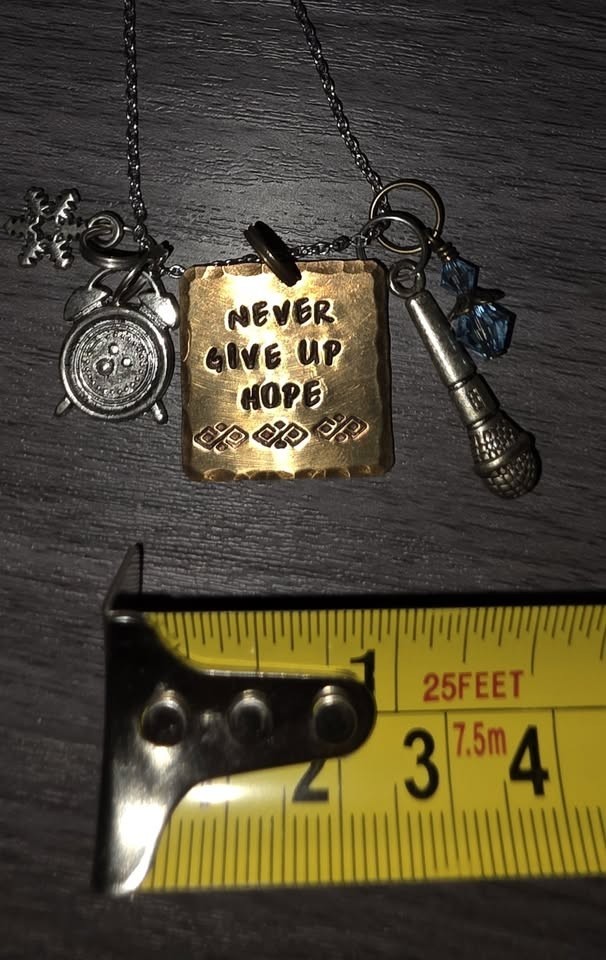 Custom Handmade Stamped Groundhog Day Musical Charm Necklace Never Give up Hope