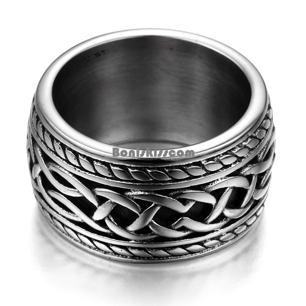 14.3mm Silver Stainless Steel Eternity Knot Thumb Ring Punk Biker Mens Gifts