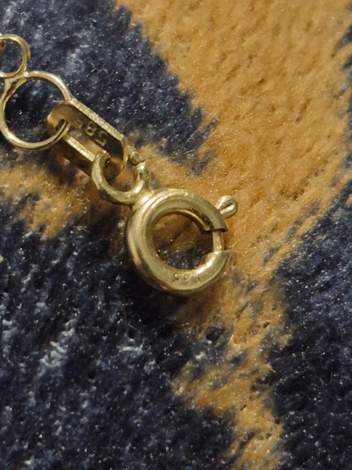 Solid Gold 14k 585 Stamped Evil Eye Bracelet Orange 6in