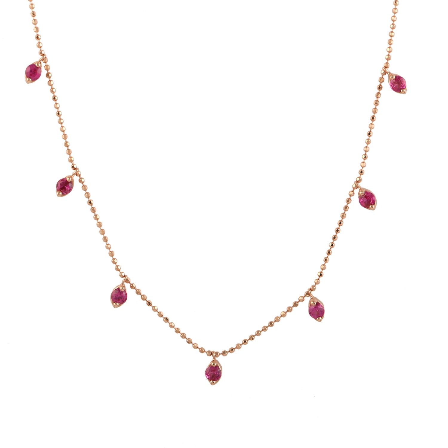 Elegant 18K Rose Gold Pink Sapphire Necklace Fine Jewelry Gift For Womens