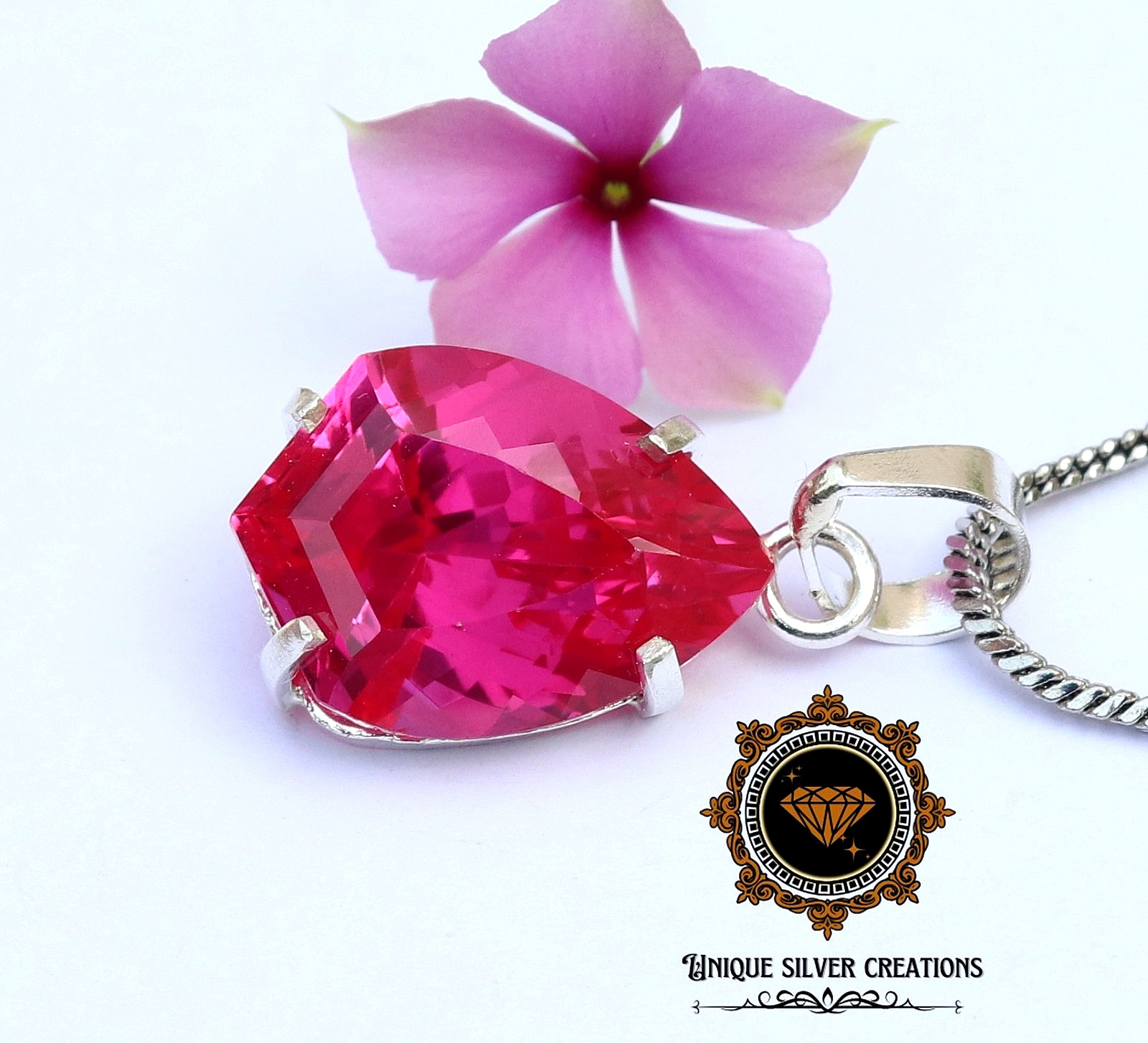 Natural Pink Ruby Solid 925 Sterling Silver Pendant Loose Gemstone 18.20 Ct