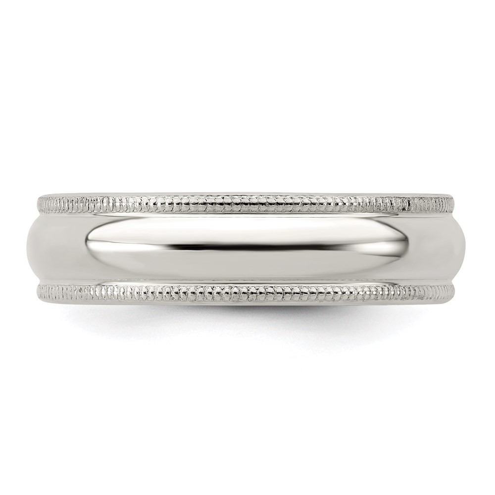 Sterling Silver 5mm Half Round Milgrain Band Ring Size 11