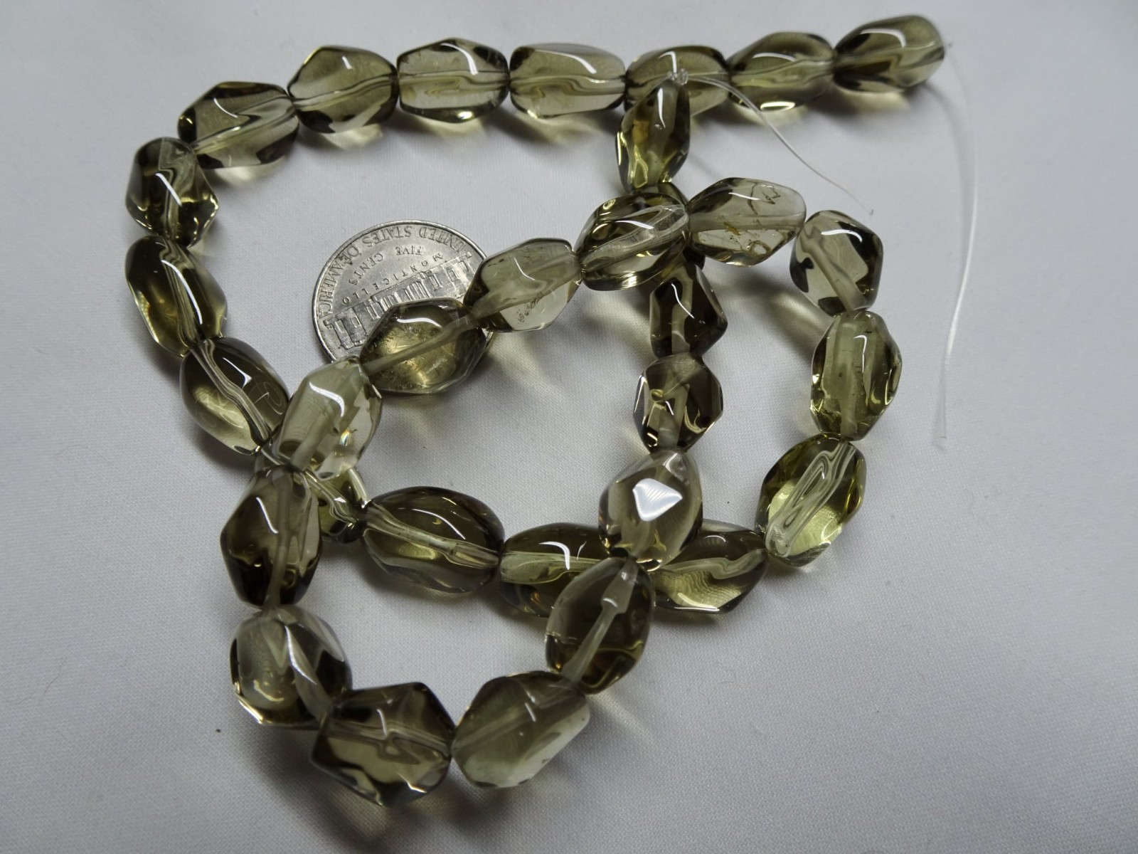 16″ Str Natural Smoky Quartz 11-13mm Smooth Facet Nugget Stone Beads A478 DNG