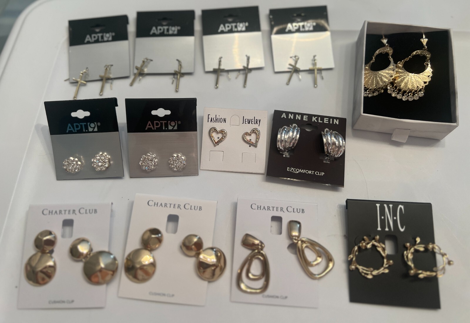 Lot of 13 Pair of New Fashion Earings, Charter Club, Anna Klein, Inc, Apt 9 New