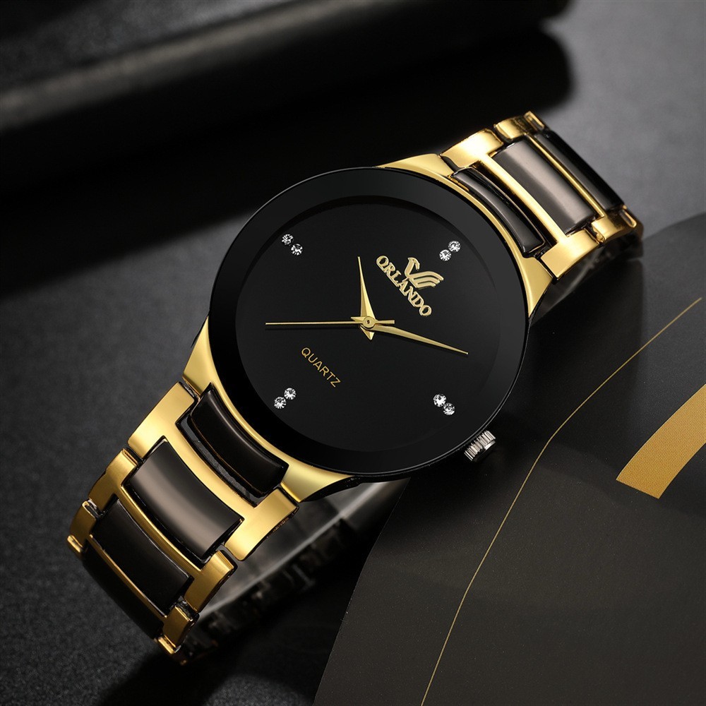 Luxury Men Quartz Wrist Watch Gold Black Stainless Steel Casual Business